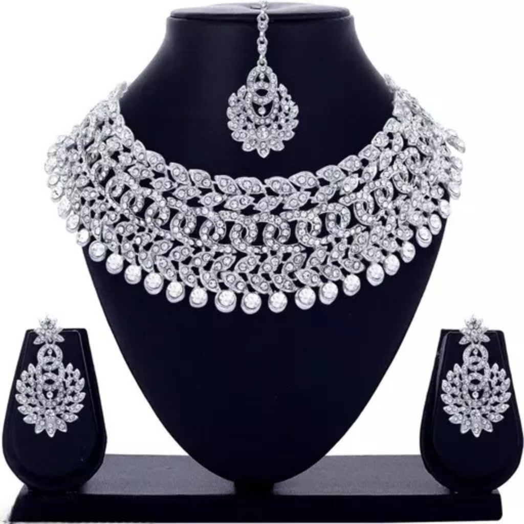 Rhodium Plated Jewellery Set White Austrian Diamond