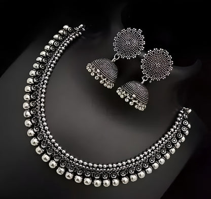 Ball neckless with naintara jhumki Jewellery Set