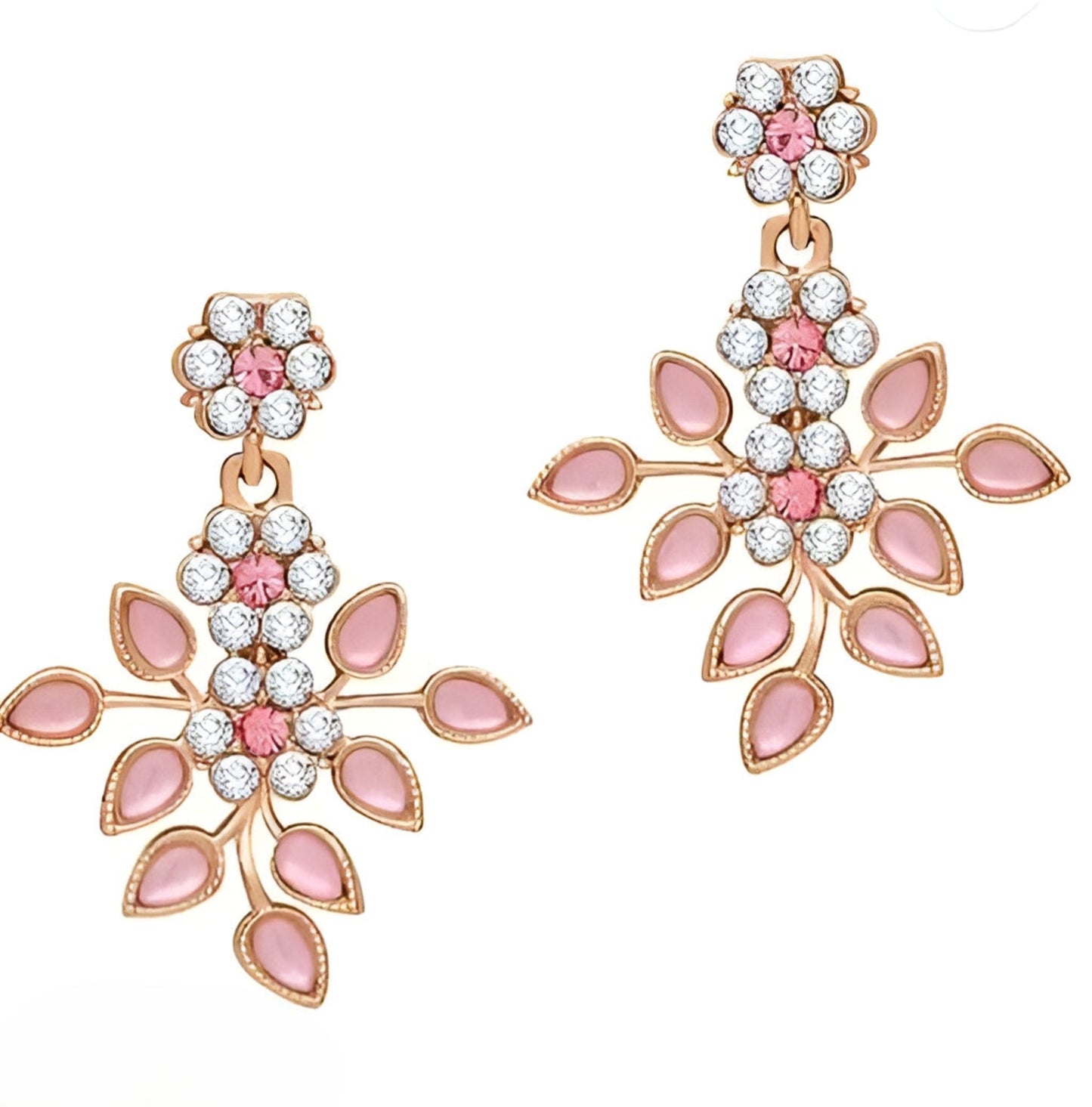 Rose Gold Plated Necklace set with Peach color Kundan