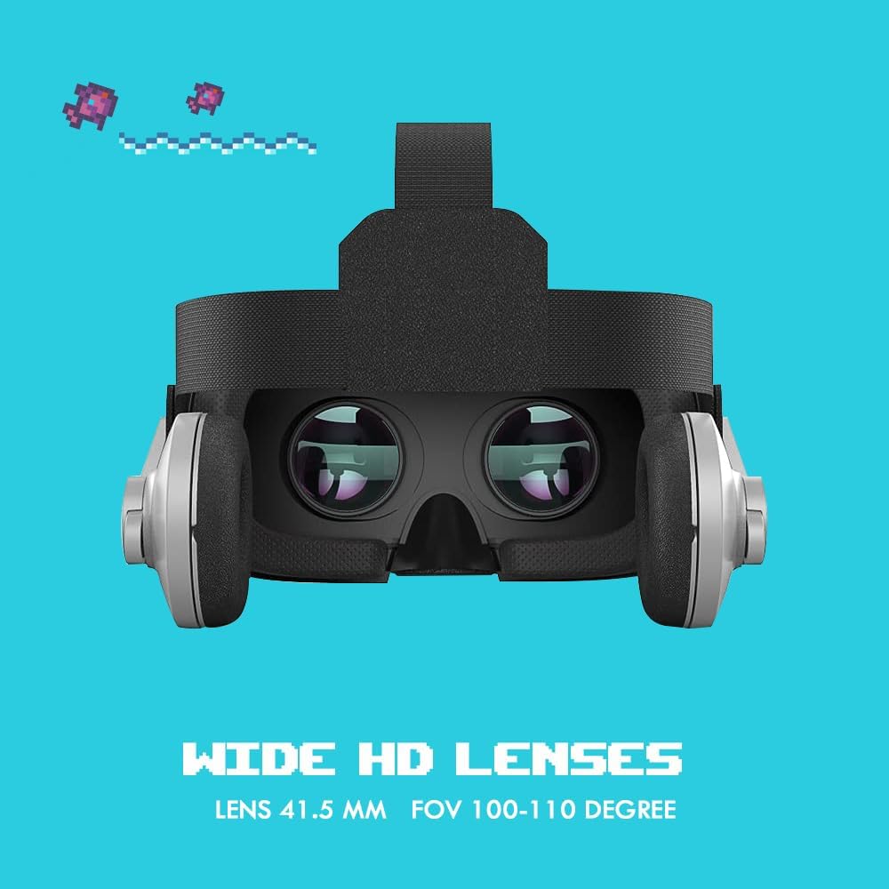 Procus PRO VR Headset - 100-120 Degree FOV with Highest Immersive Experience - 3.5mm Jack Inbuilt Headphones with Procus Stingray VR Controller (Grey)