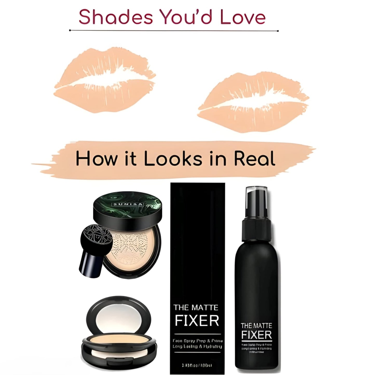 Sunisa Waterproof Foundation Bb and Cc Cream With Air Cushion and Makeup Fixer